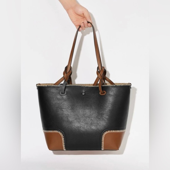 Elegant colorblock shoulder tote bag - Picture 6 of 10